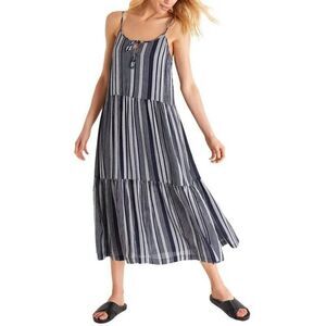 Z Supply Navy and White Striped Midi Dress
